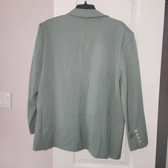 Womens Oversized Blazer Sage The Label Green Boyfriend Fit Jacket NWOT Small - Picture 3 of 5